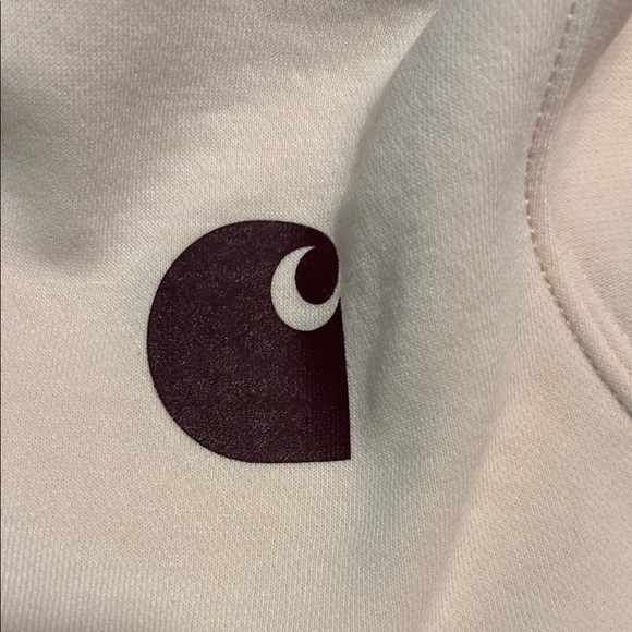 Carhartt Cream Hoodie with Purple Logo - Picture 3 of 4